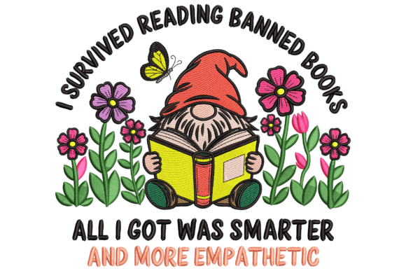 Banned Books Gnome: A Whimsical Holiday Embroidery