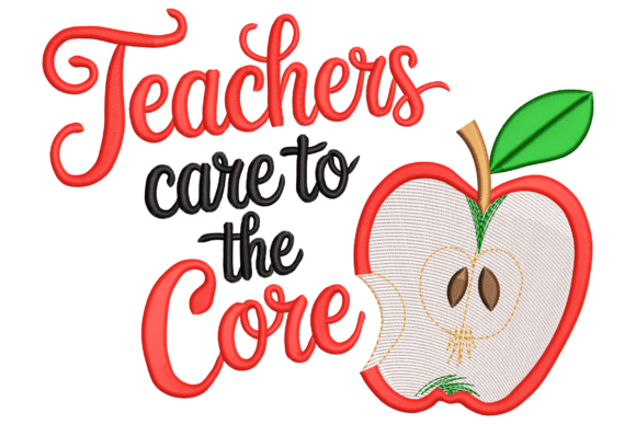 Charming Teachers Care Embroidery Design