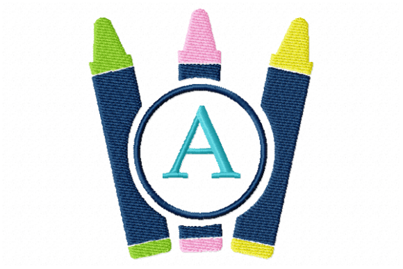 Crayons Frame Monogram Letter a: A Charming School Design