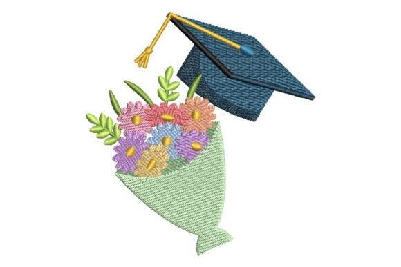 Flowers and Graduation Cap: A Perfect Embroidery Design