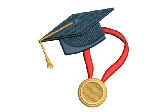 Graduation Cap with Medal: A Festive Embroidery Design